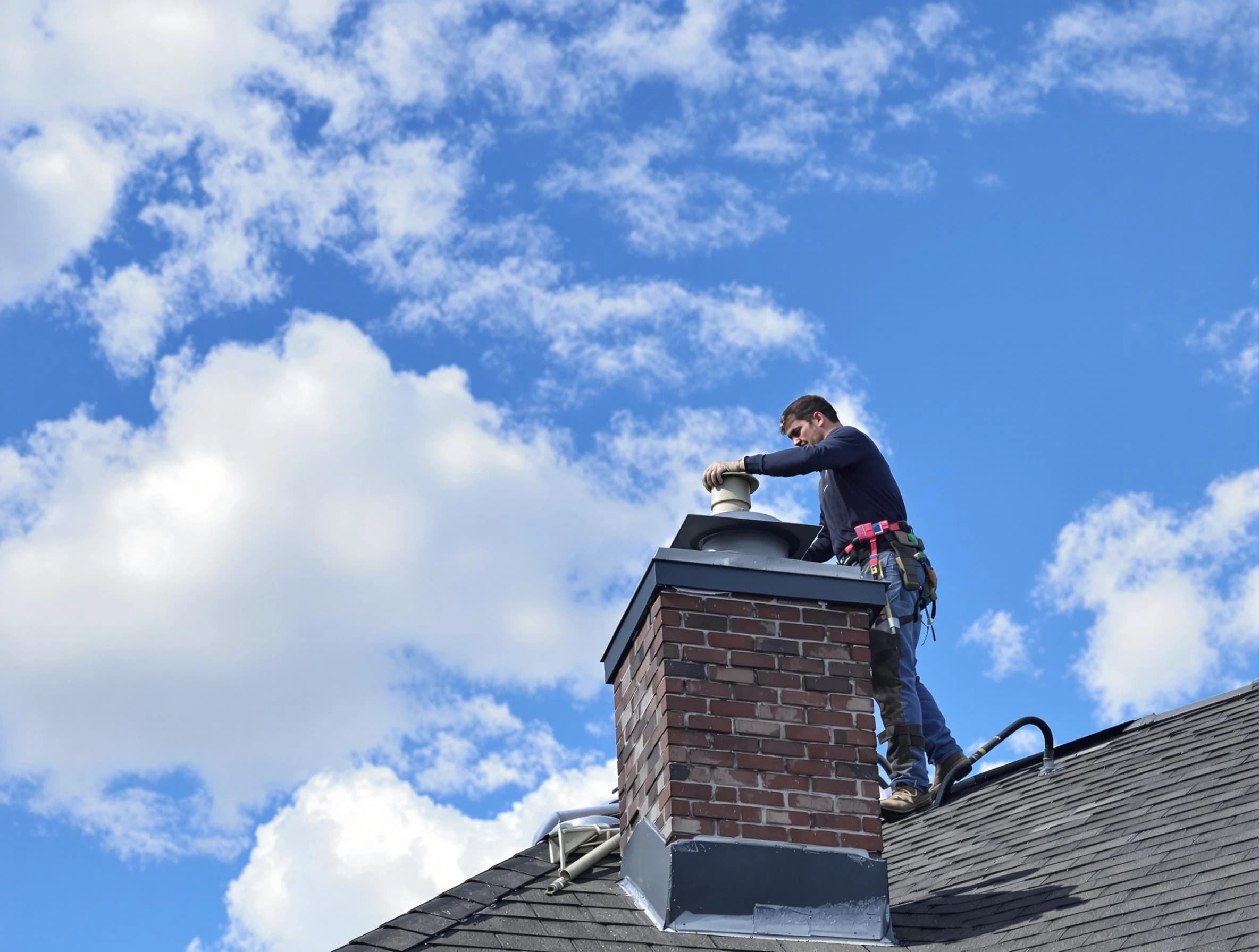 Freehold Chimney Sweep installing a sturdy chimney cap in Freehold, NJ