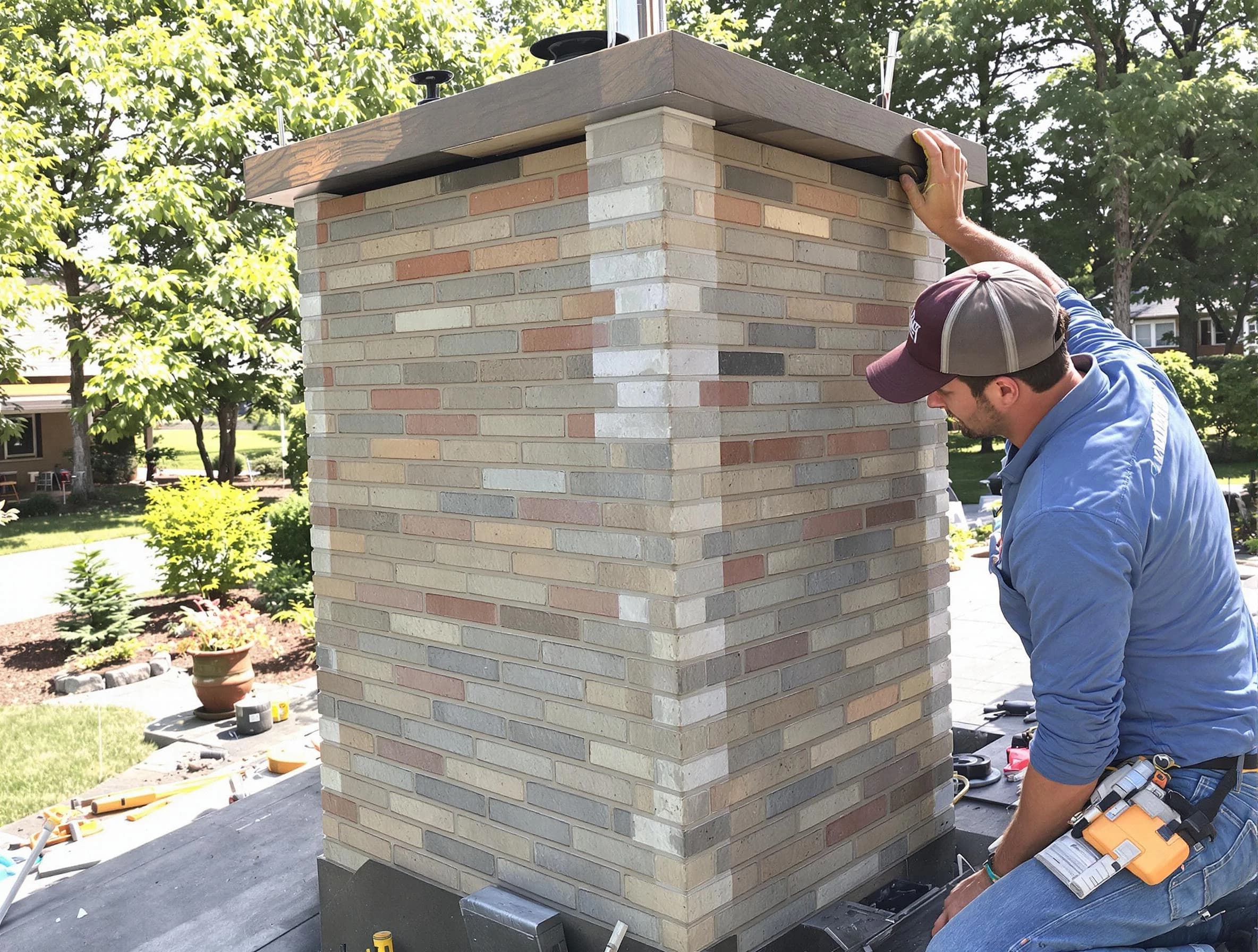 Freehold Chimney Sweep completing a modern chimney remodel in Freehold, NJ