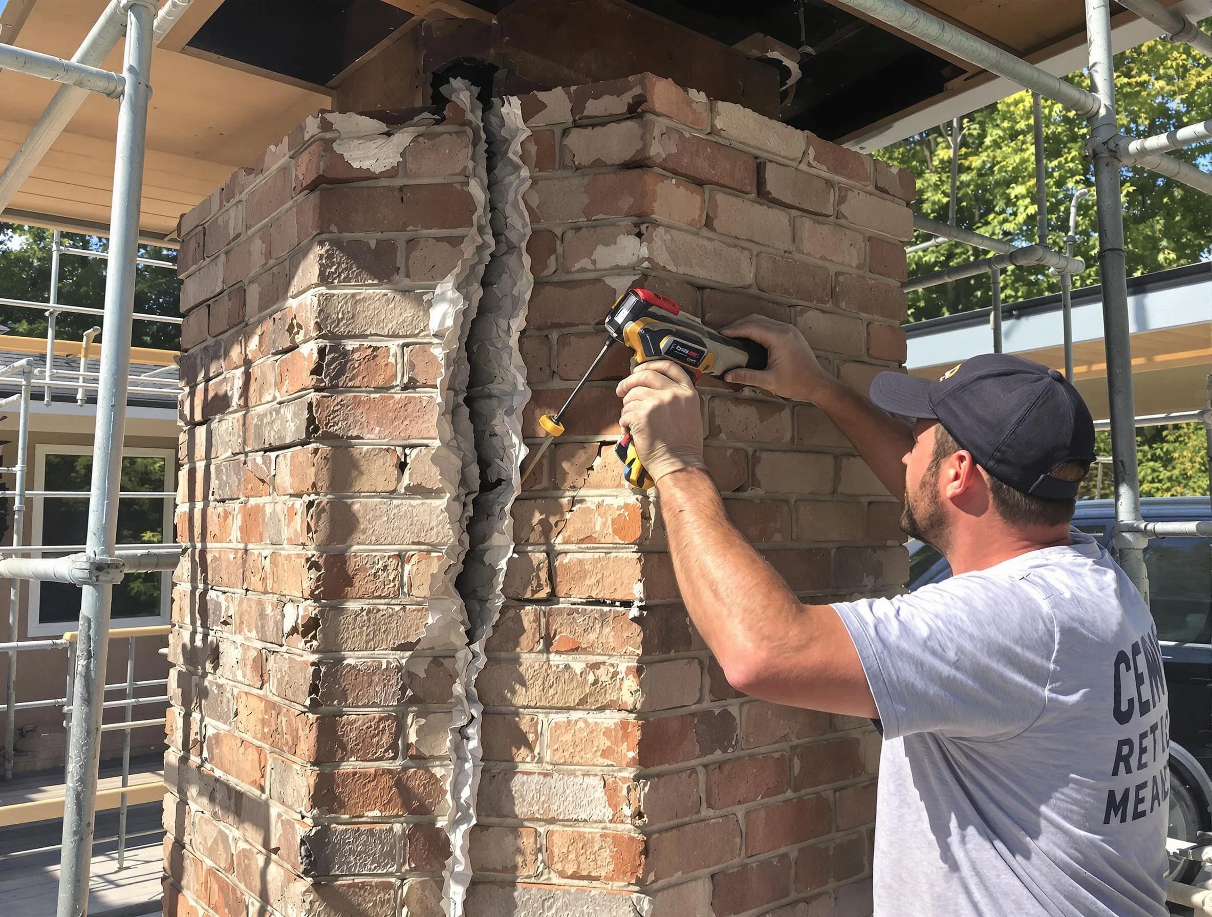 Freehold Chimney Sweep technician performing chimney repair in Freehold, NJ