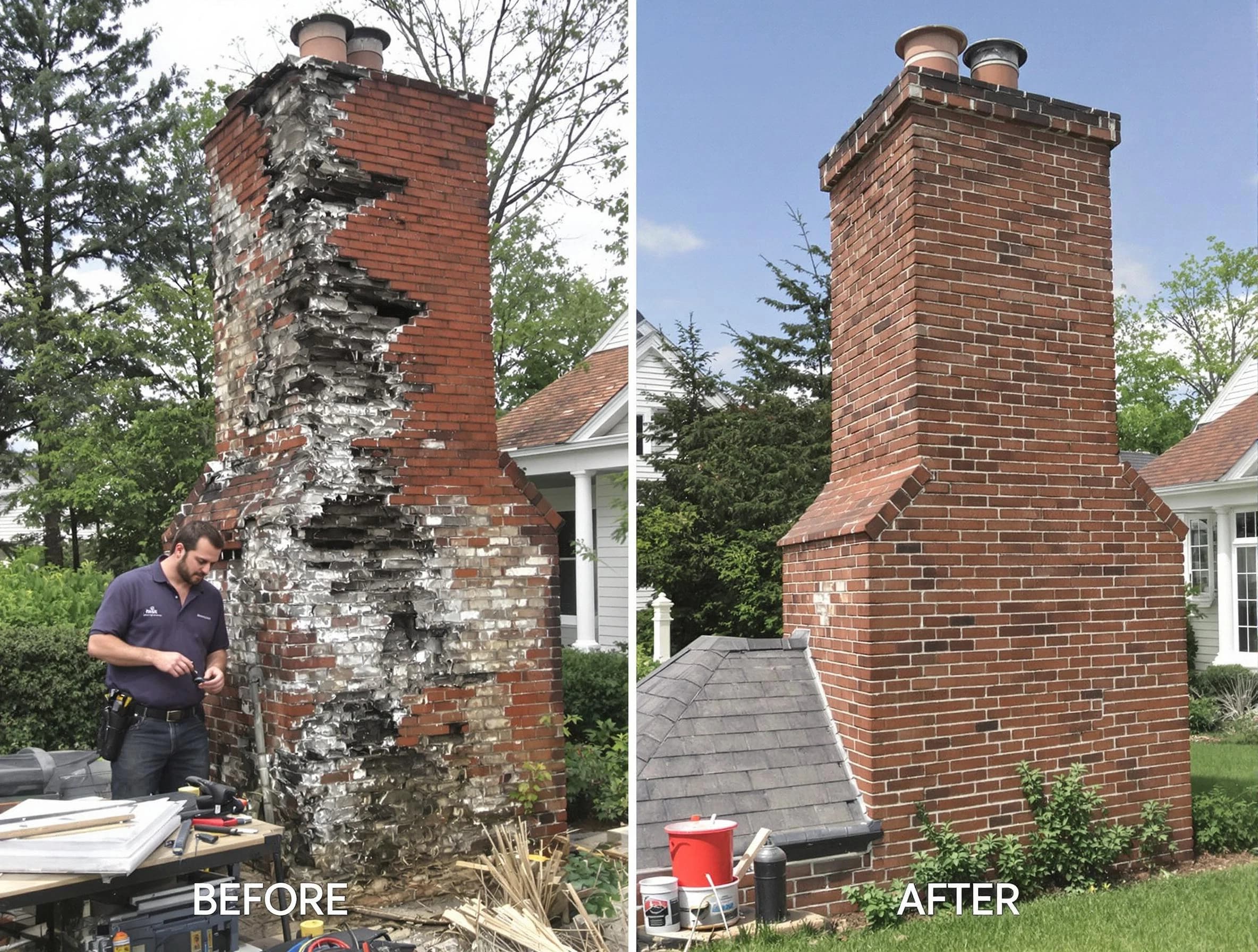 Freehold Chimney Sweep performing a full chimney restoration in Freehold, NJ