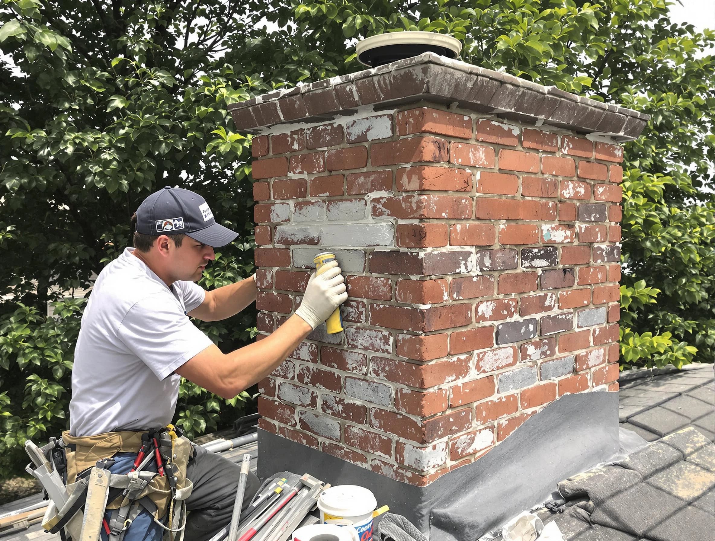 Freehold Chimney Sweep restoring an aging chimney in Freehold, NJ