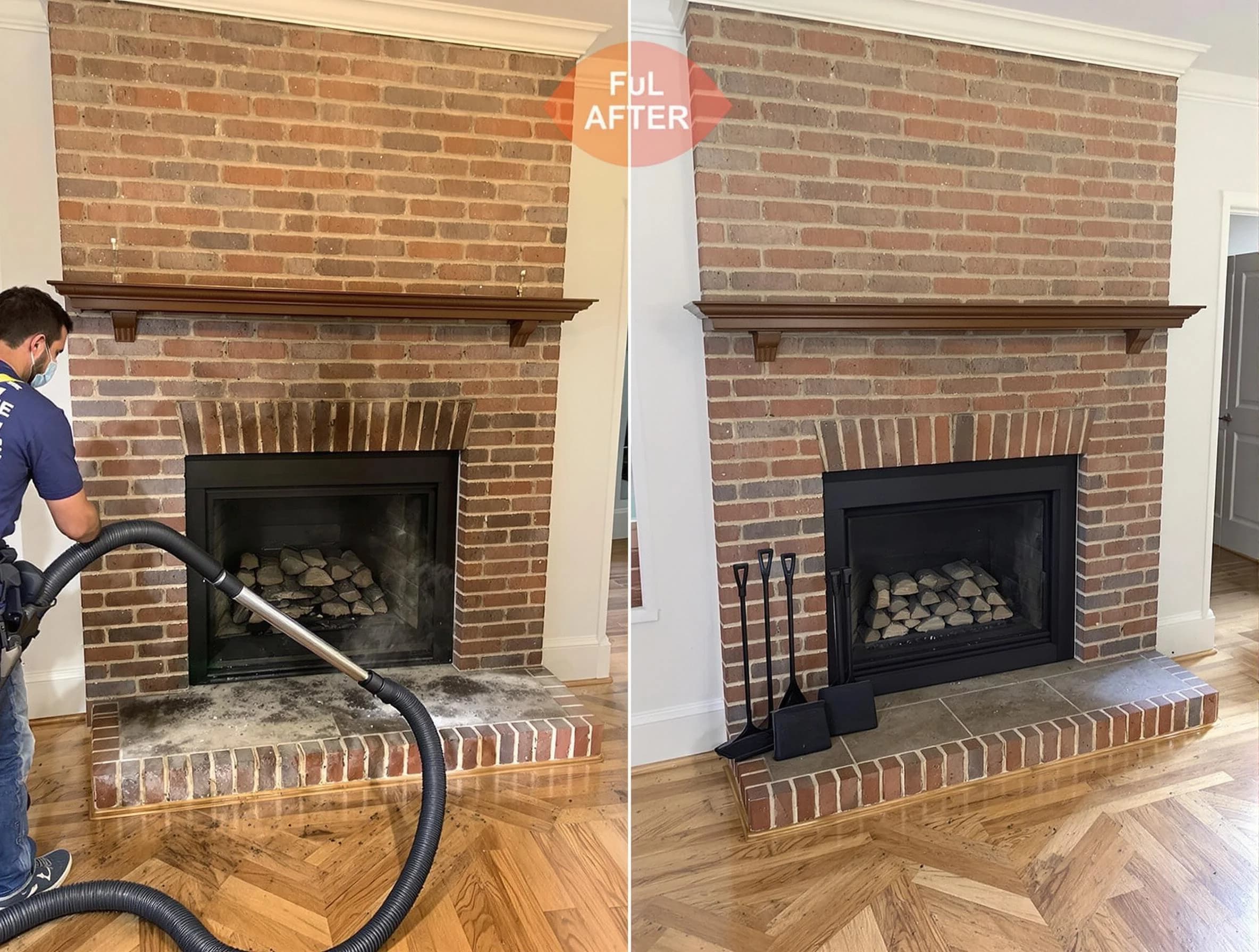 Freehold Chimney Sweep carefully sanitizing a fireplace in Freehold, NJ