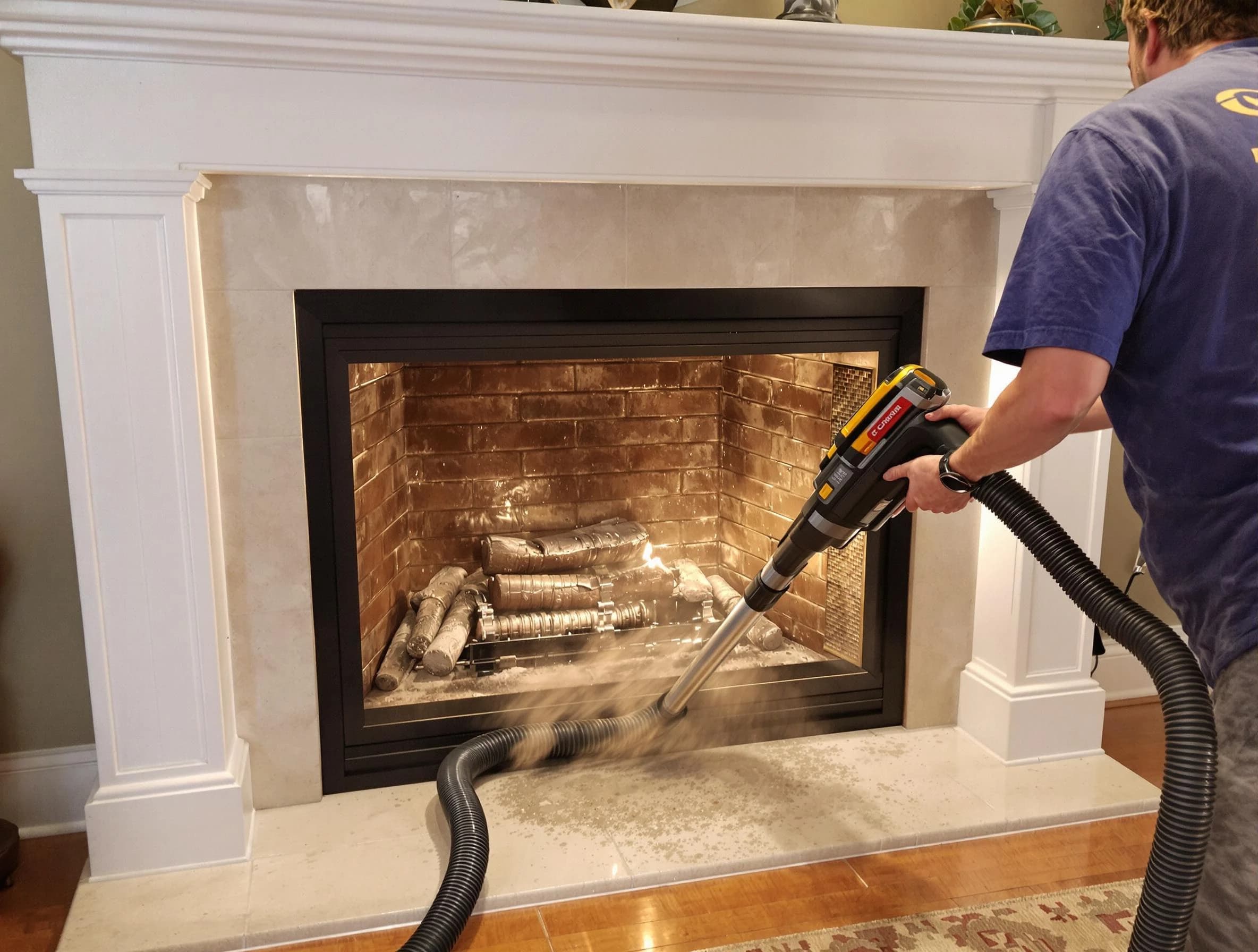 Fireplace cleaning performed by Freehold Chimney Sweep in Freehold, NJ