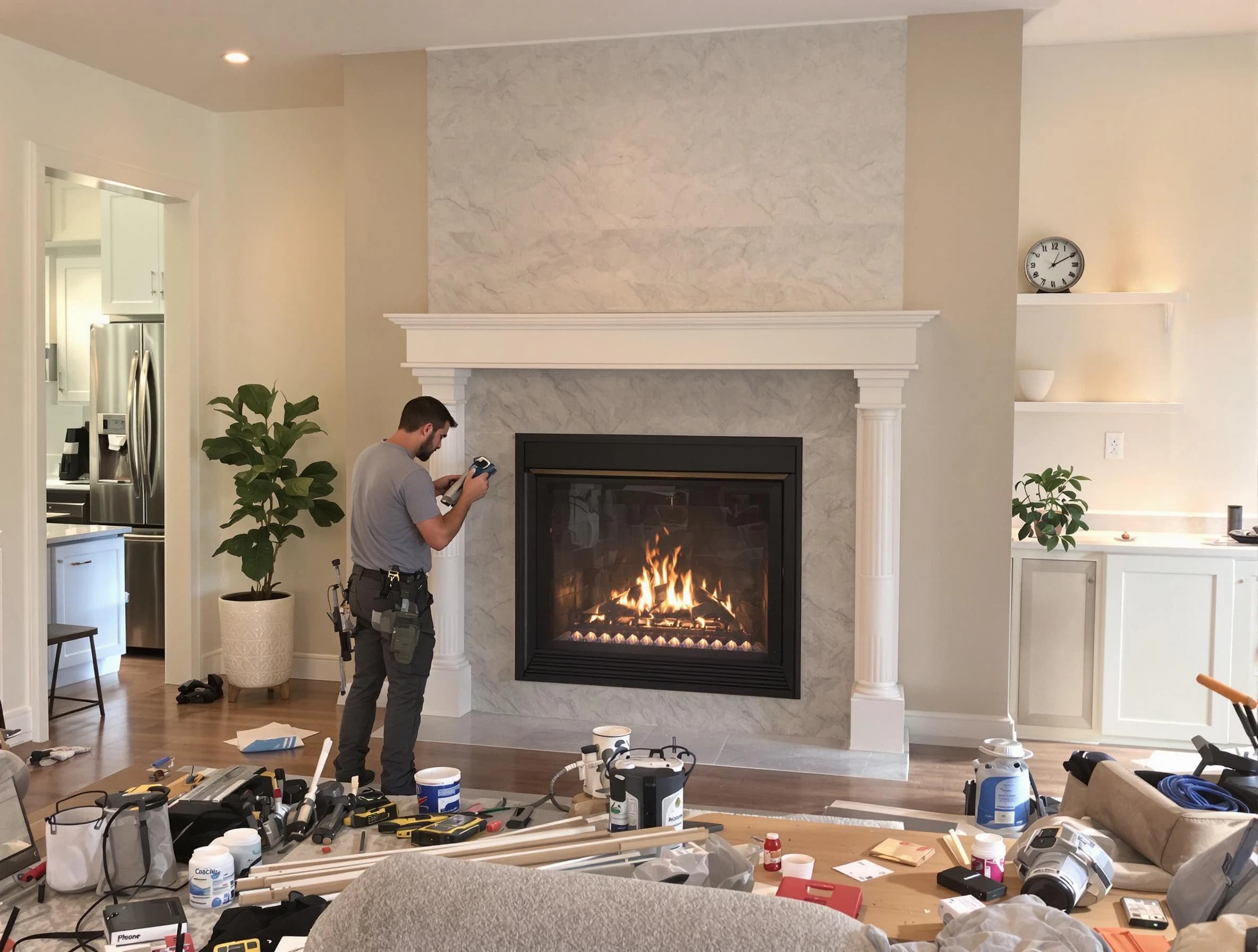 Newly installed fireplace by Freehold Chimney Sweep in Freehold, NJ