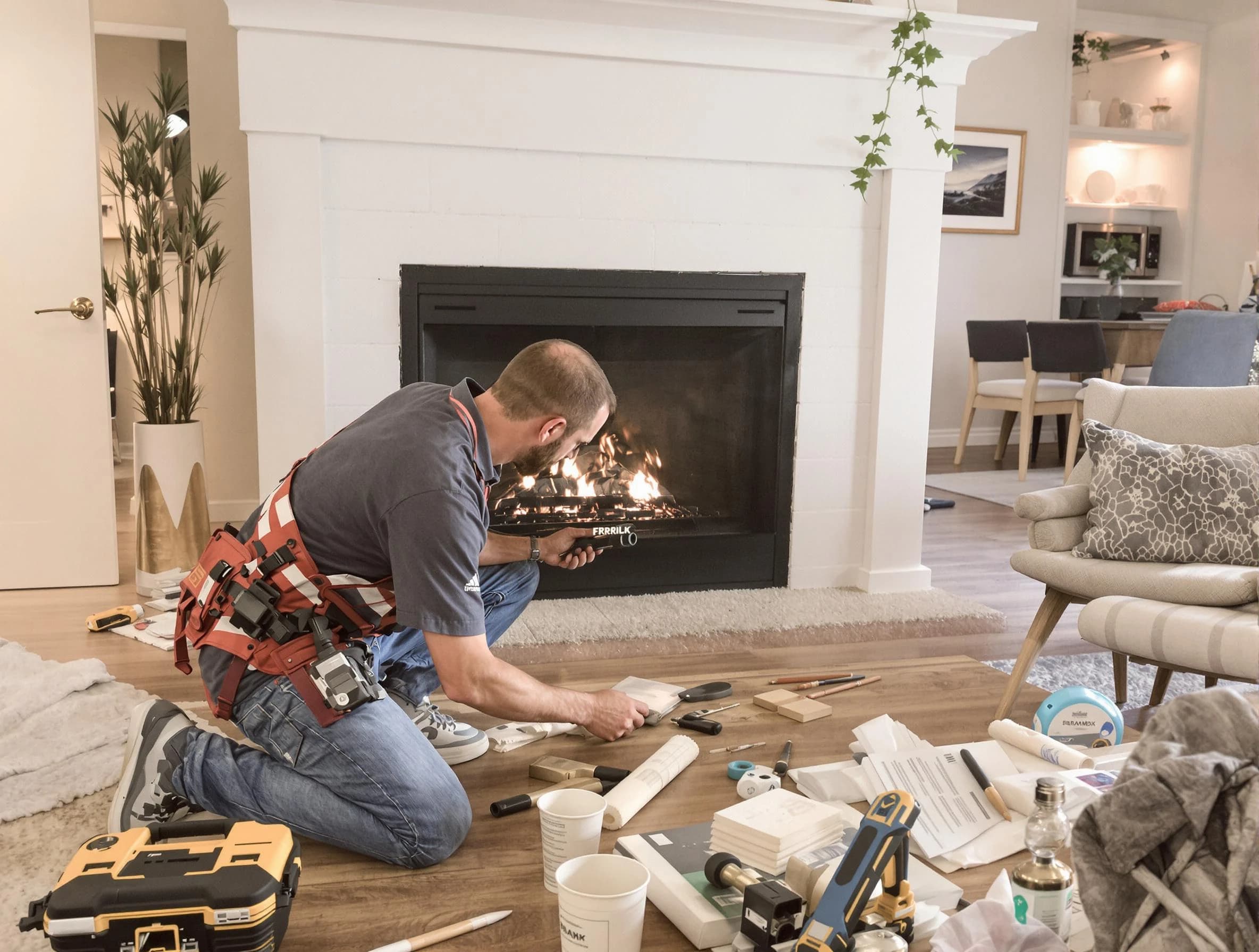 Freehold Chimney Sweep performing fireplace repair in Freehold, NJ