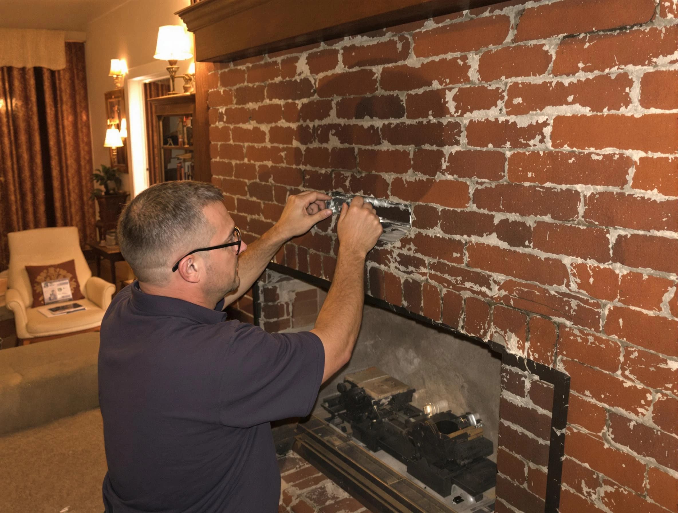 Freehold Chimney Sweep expert fixing a fireplace in Freehold, NJ